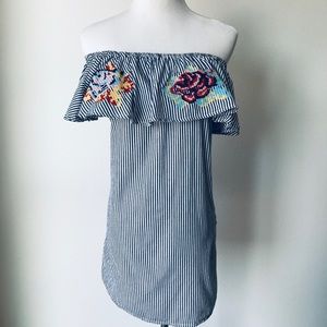 Embroidered off shoulder dress